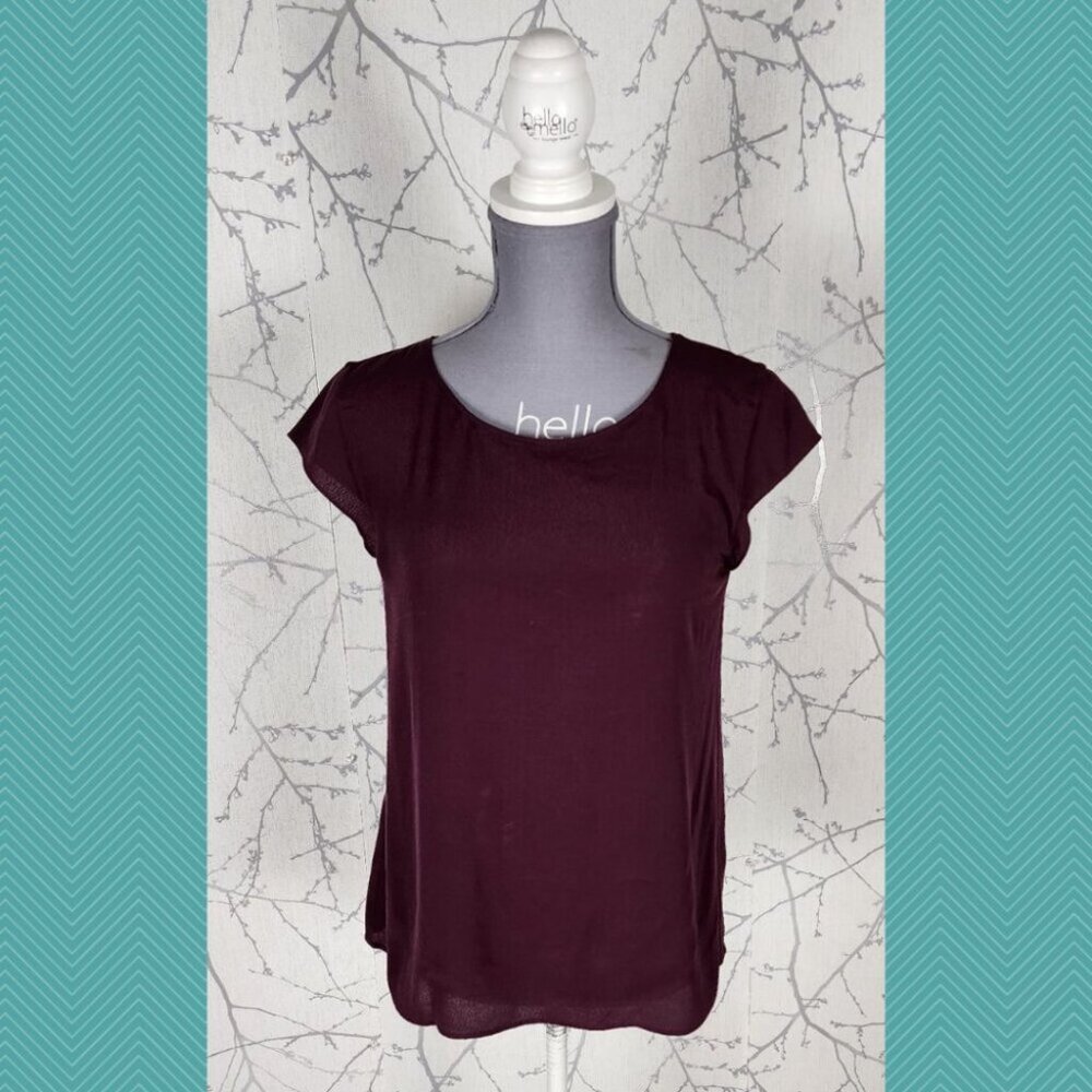 Wilfred Free Burgundy Maroon Lined Crepe Cap Sleeve Juliger Top